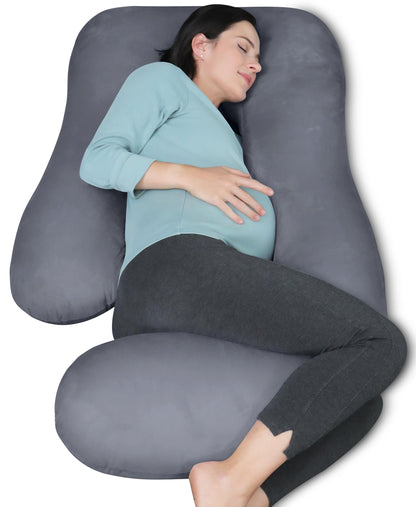 MOON PARK Pregnancy Pillows for Sleeping - U Shaped Full Body Maternity Pillow with Removable Cover - Support for Back, Legs, Belly, HIPS - 65 Inch - Aquamarine