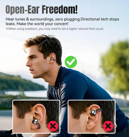 King Lucky Clip-On Earbuds Gen 3, Open-Ear Wireless Bluetooth 6.0 Headphones with Mic, Secure Fit for Small Ears & Glasses Wearers, 50H Playtime, ENC, IPX5 Waterproof Sport Ear Buds (Purple)
