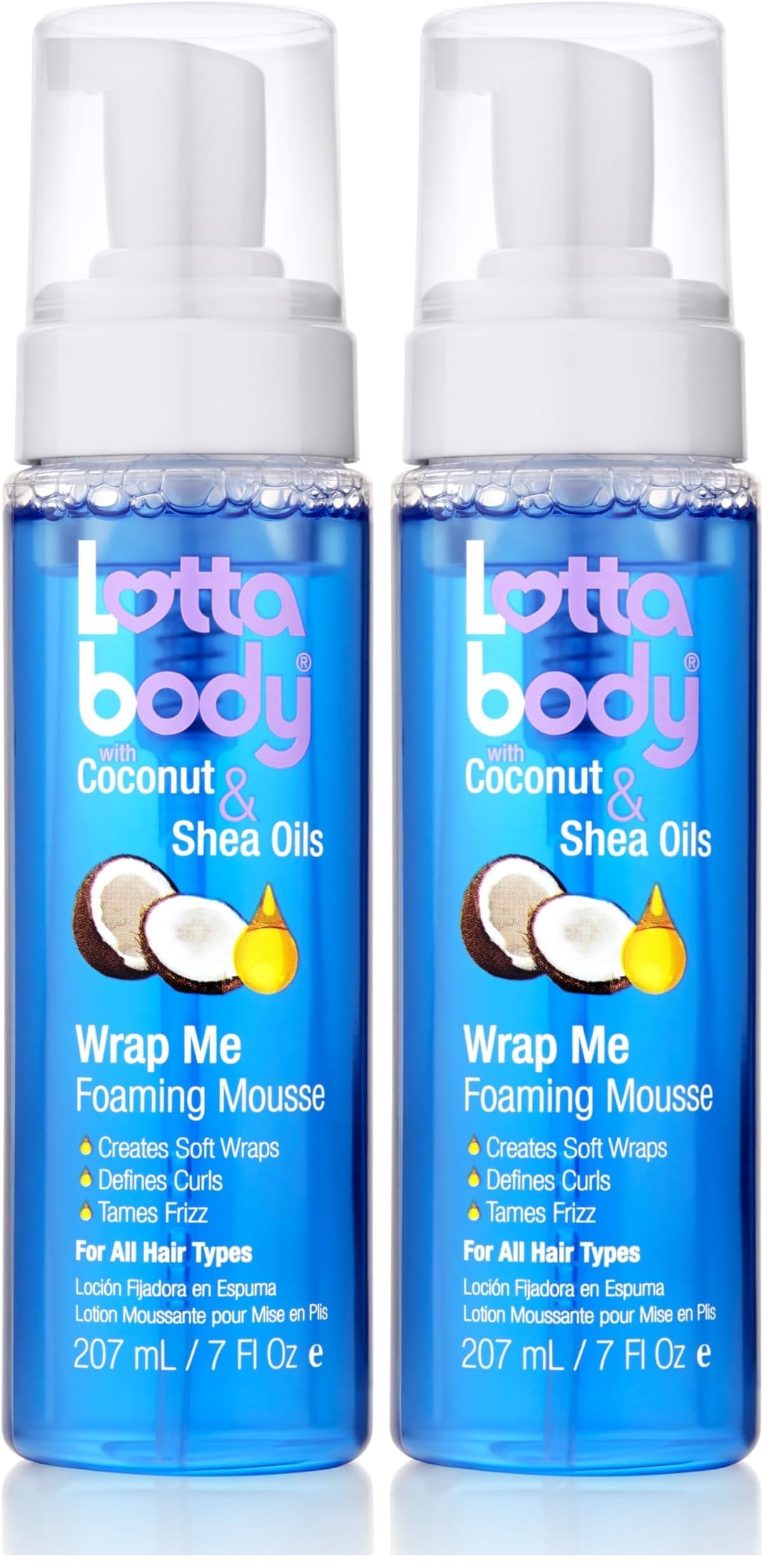 Lottabody Wrap Me Foaming Mousse with Coconut & Shea Oils, Lightweight Moisture-Rich Curl-Defining & Frizz-Control Styling Mousse for Natural Curly, Coily & Relaxed Hair, 7 oz