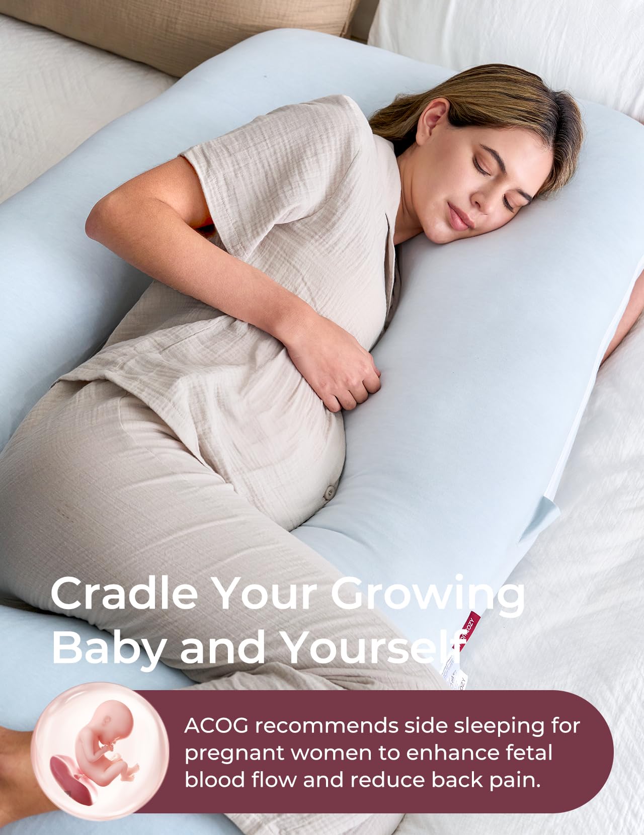 Momcozy Pregnancy Pillow for Sleeping - U Shaped Full Body Maternity Pillow