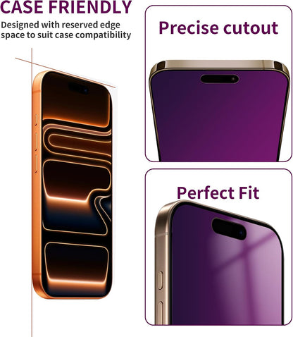 2 Pack Privacy Screen Protector for iPhone 17 Pro Max Tempered Glass 6.9'' Private Saver Anti-Spy Eye Protection Anti-Scratch Full Coverage No Bubble