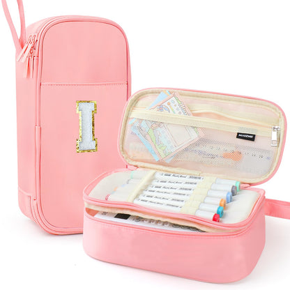 Cute Large Pencil Case Pouch,Personalized Initial Pencil Bag for Girls Boy
