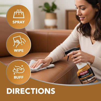Weiman Leather Cleaner, Conditioner & Protector, Car Interior & Furniture