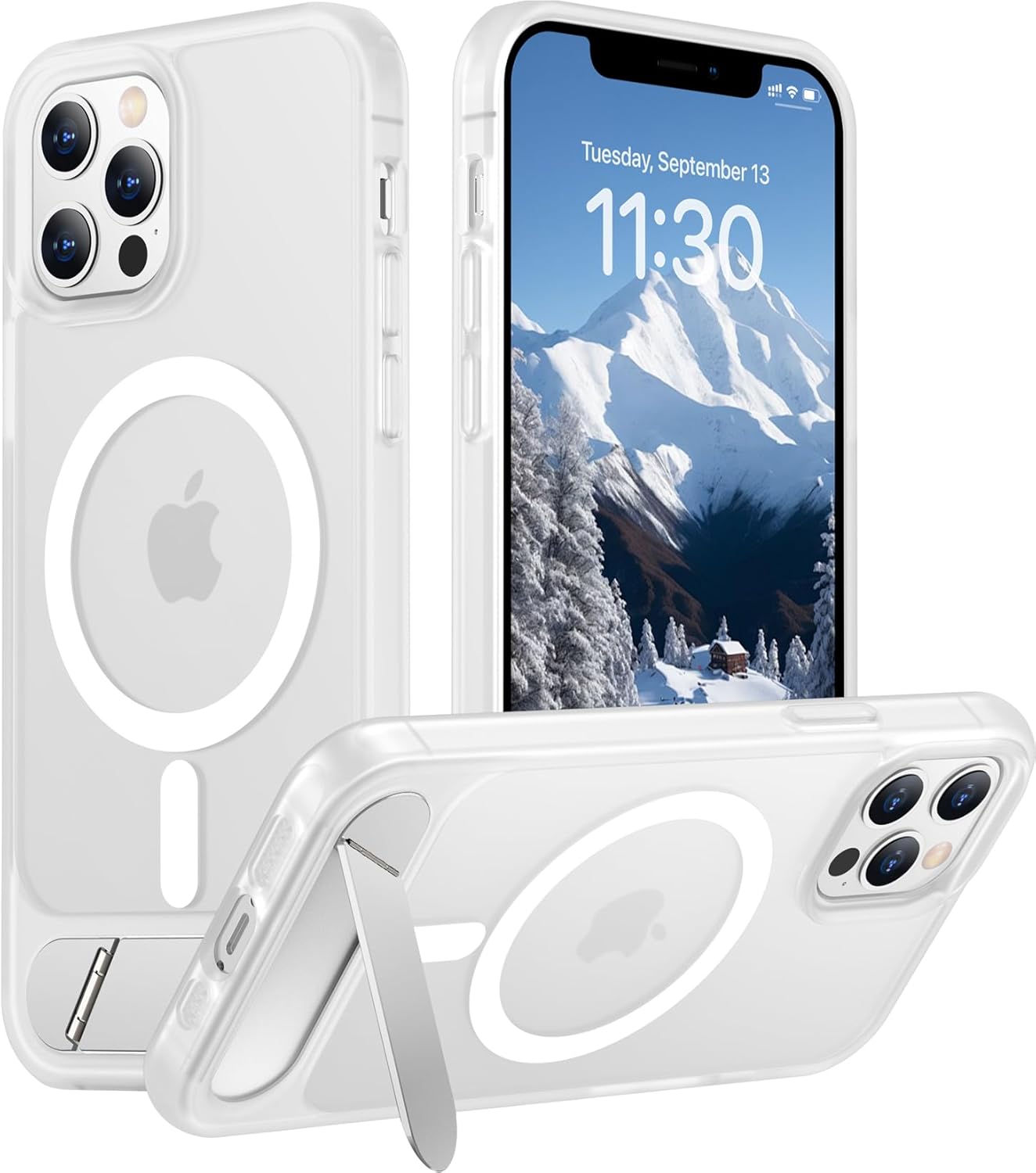 Magnetic Compatible with iPhone 14 Pro Max Case, [Built-in Invisible Kickstand][Compatible with MagSafe] [Military Grade Shockproof] Slim Translucent Matte Phone Case for iPhone 14 Pro Max 6.7"