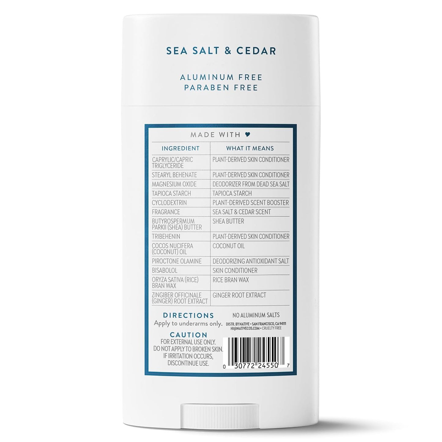 Native Aluminum Free Deodorant, Ocean & Timber, Large Size Stick, 72 Hour Odor Control, for Women & Men, Contains Naturally Derived Ingredients, 3.1 oz