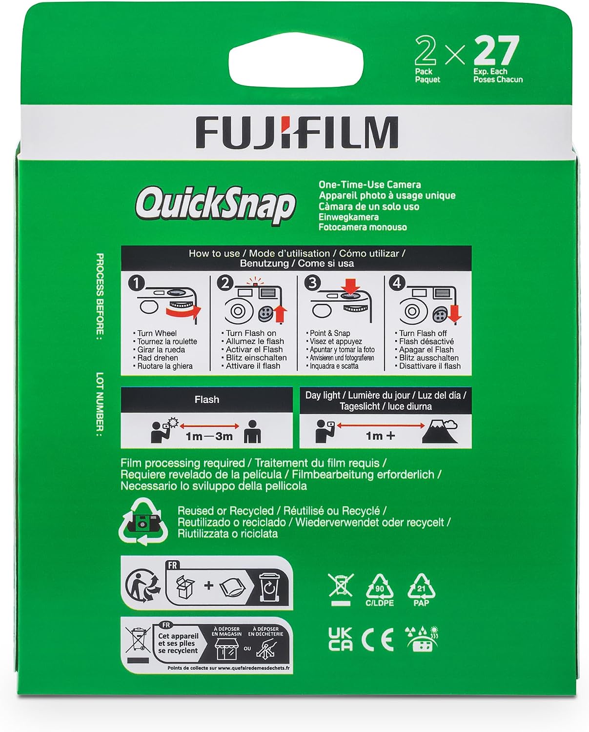 Fujifilm QuickSnap Flash 400 One-Time-Use Camera - 2 Pack