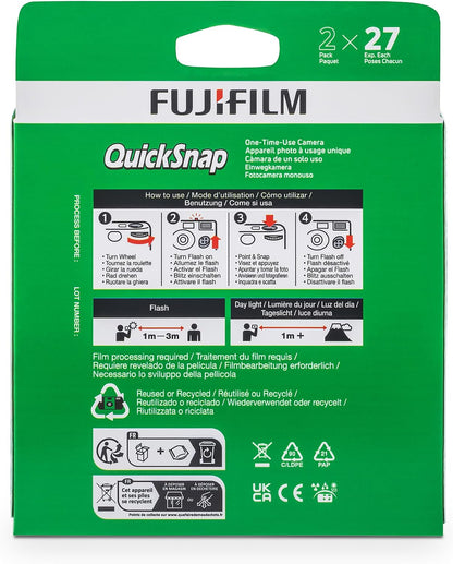 Fujifilm QuickSnap Flash 400 One-Time-Use Camera - 2 Pack