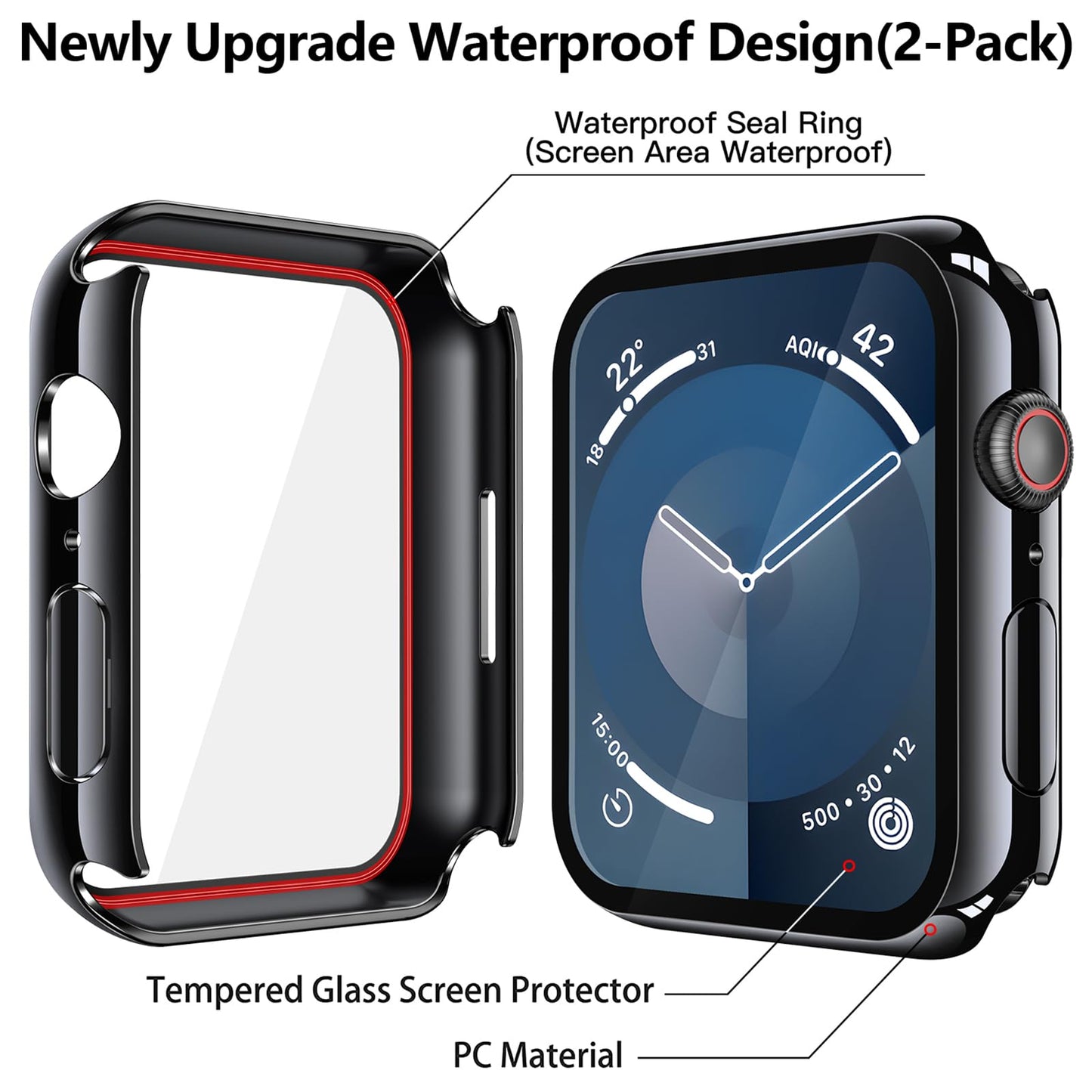 Misxi 2-Pack Waterproof Case for 46mm Apple Watch Series 11/10