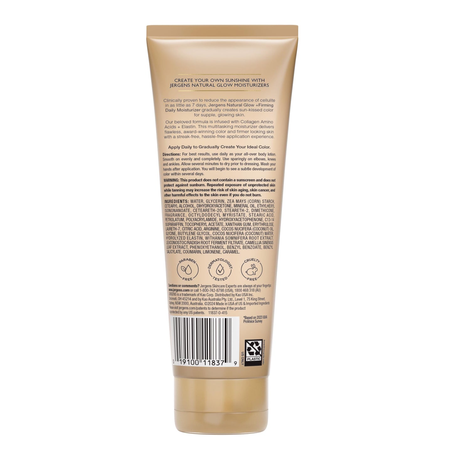 Jergens Natural Glow + Firming Daily Moisturizer Medium to Tan Skin Tones 7.5oz