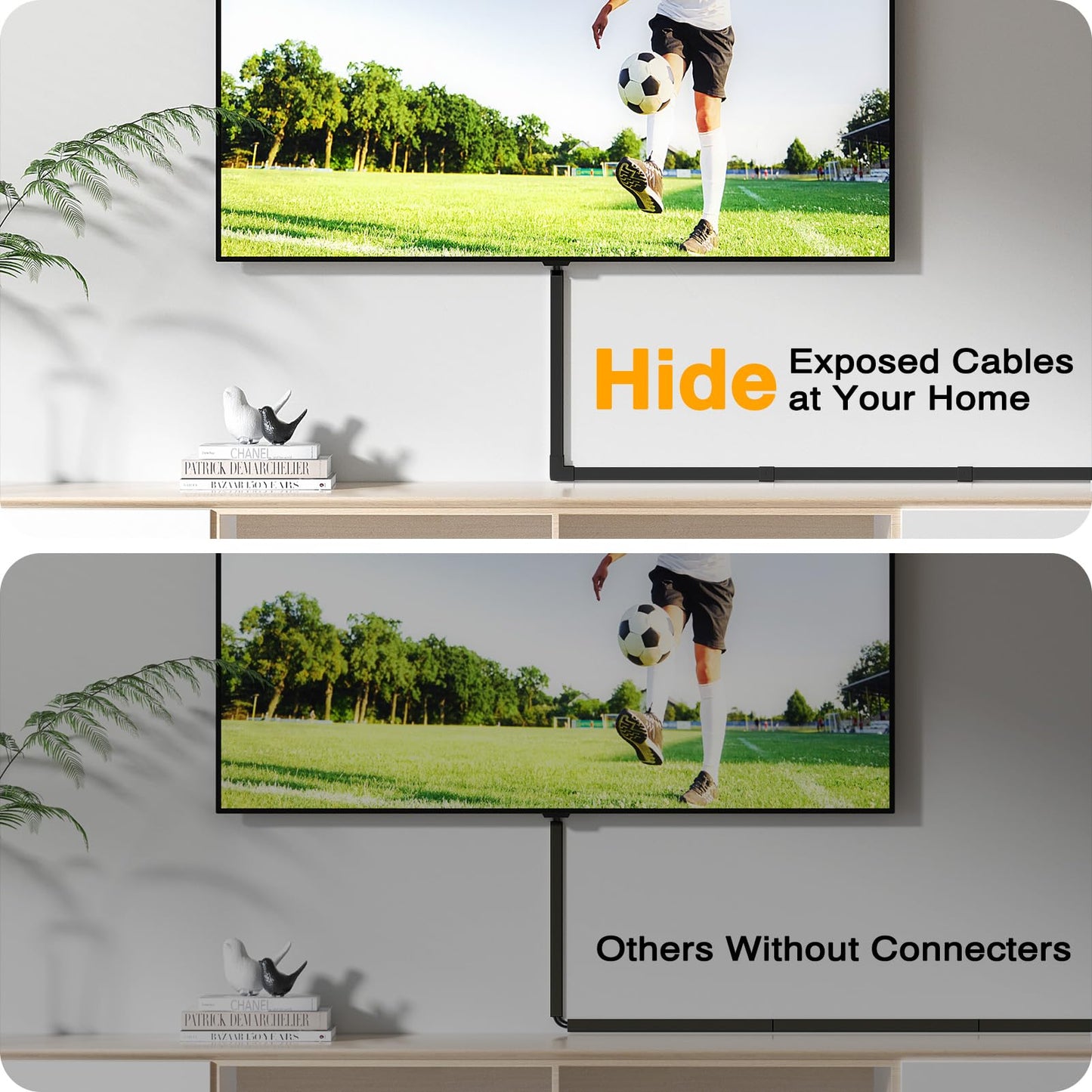 Wire Hider, 157in Delamu Cord Hider Wall, Paintable Wire Covers for Cords, TV Cable Hider Wall Kit, Cable Covers Raceway, Cable Management Hide TV Cords for Wall Mount TV, 10XL15.7 W0.95 H0.55in Brown