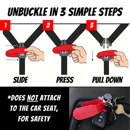 UnbuckleMe Car Seat Buckle Release Tool - Easy Opener Aid for Arthritis, Long Nails, Older Kids - Button Pusher for Infant, Toddler, Convertible 5 pt Harness car Seats - As Seen on Shark Tank (Aqua)