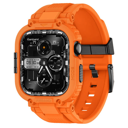 amBand Bands Compatible with Apple Watch 9/8/7/6/5/4 & SE 3/2/1 45mm/44mm Case for Men, M1 Sport Series Rugged Case Protective Cover for iWatch SE3/SE2/6/SE/5/4 44/45 mm Men Black