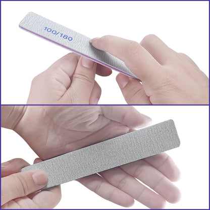 Nail Files (12 Pack), 100/180 Grit Emery Boards Nail File for Natural Nails and Acrylic Nails, Double Sided Emory Boards limas para unas acrilicas Profesional Fingernail Filer Reusable Manicure Gray