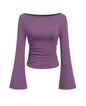 PRETTYGARDEN Womens Bell Long Sleeve Ribbed Knit Tops