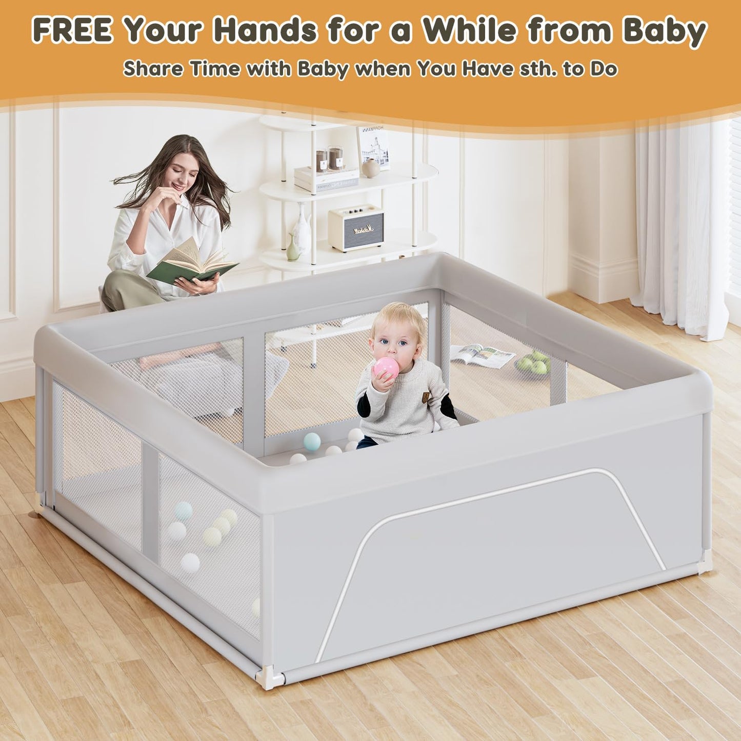 Hiaksedt Baby Playpen 50x50 Inch, Play Pens for Babies and Toddlers