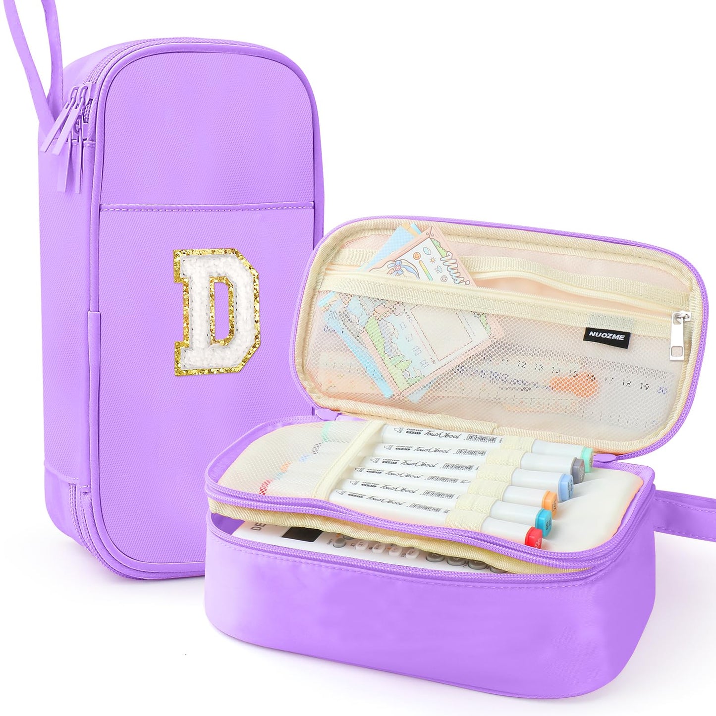 Cute Large Pencil Case Pouch,Personalized Initial Pencil Bag for Girls Boy