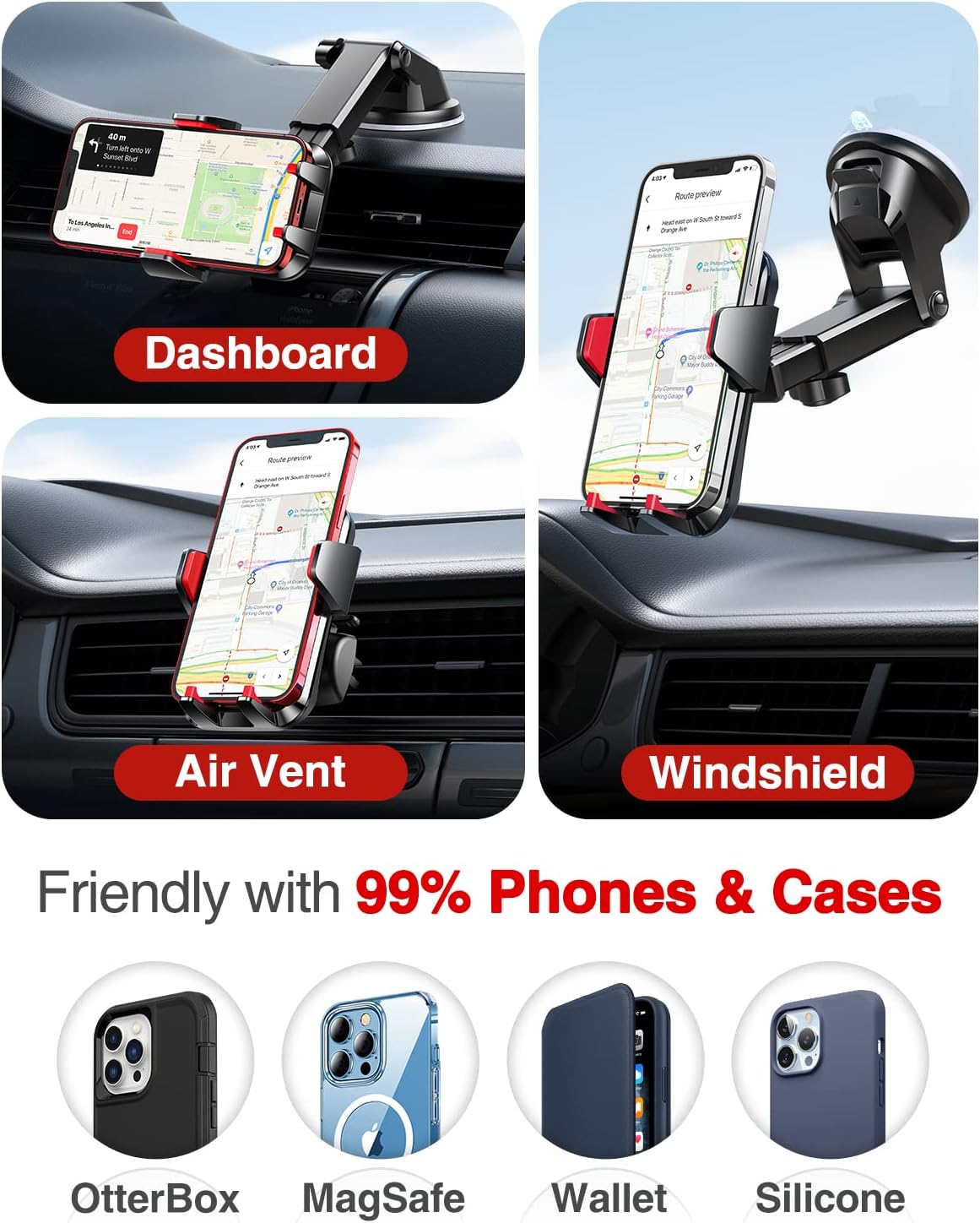 VANMASS【85+LBS Strongest Suction & Military-Grade Ultimate Car Phone Mount