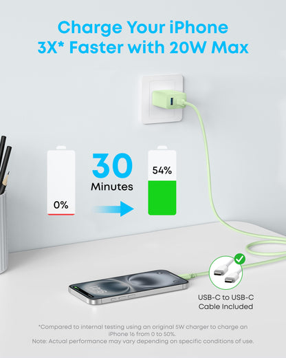 Anker Phone Charger, 20W USB C Charger Block, Type C Charger Fast Charging