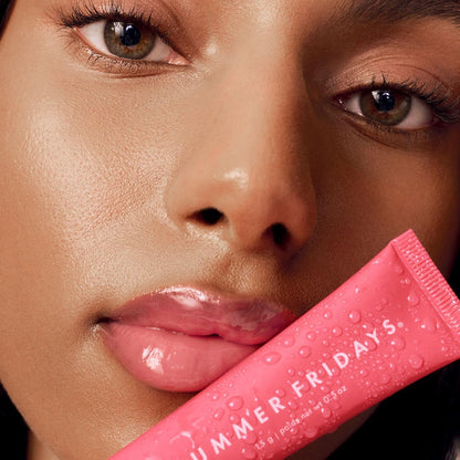 Summer Fridays Lip Butter Balm - Moisturizing Lip Gloss for Instant Shine + Sheer Color - With Nourishing Shea Butter - Everyday Makeup + Skin Care Summer Essentials - Vegan - Pink Sugar (.5 Oz)