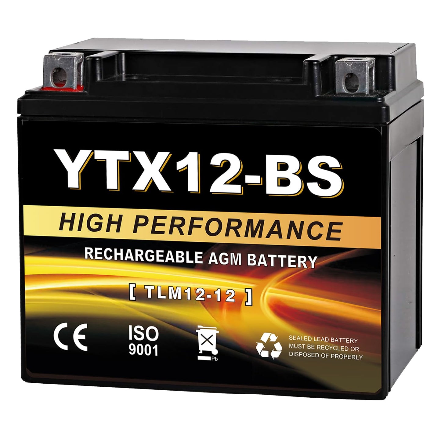 YTX14AH-BS 12V 12Ah Motorcycle Battery, 220CCA Rechargeable Maintenance Free Sealed AGM Battery, Powersport Replacement for ATV, UTV, Scooter