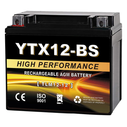 YTX14AH-BS 12V 12Ah Motorcycle Battery, 220CCA Rechargeable Maintenance Free Sealed AGM Battery, Powersport Replacement for ATV, UTV, Scooter