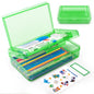 Double Layer Plastic Clear Hard Colored Pencil Box Case Pen Crayon Box