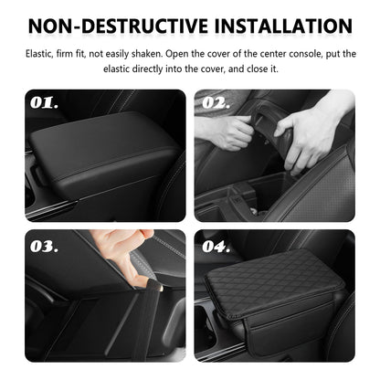 Stacool Upgraded Car Center Console Cover,Microfiber Leather Car Armrest Cover Cushion with 2 Storage Bags,Universal Car Armrest Storage Box (Black)