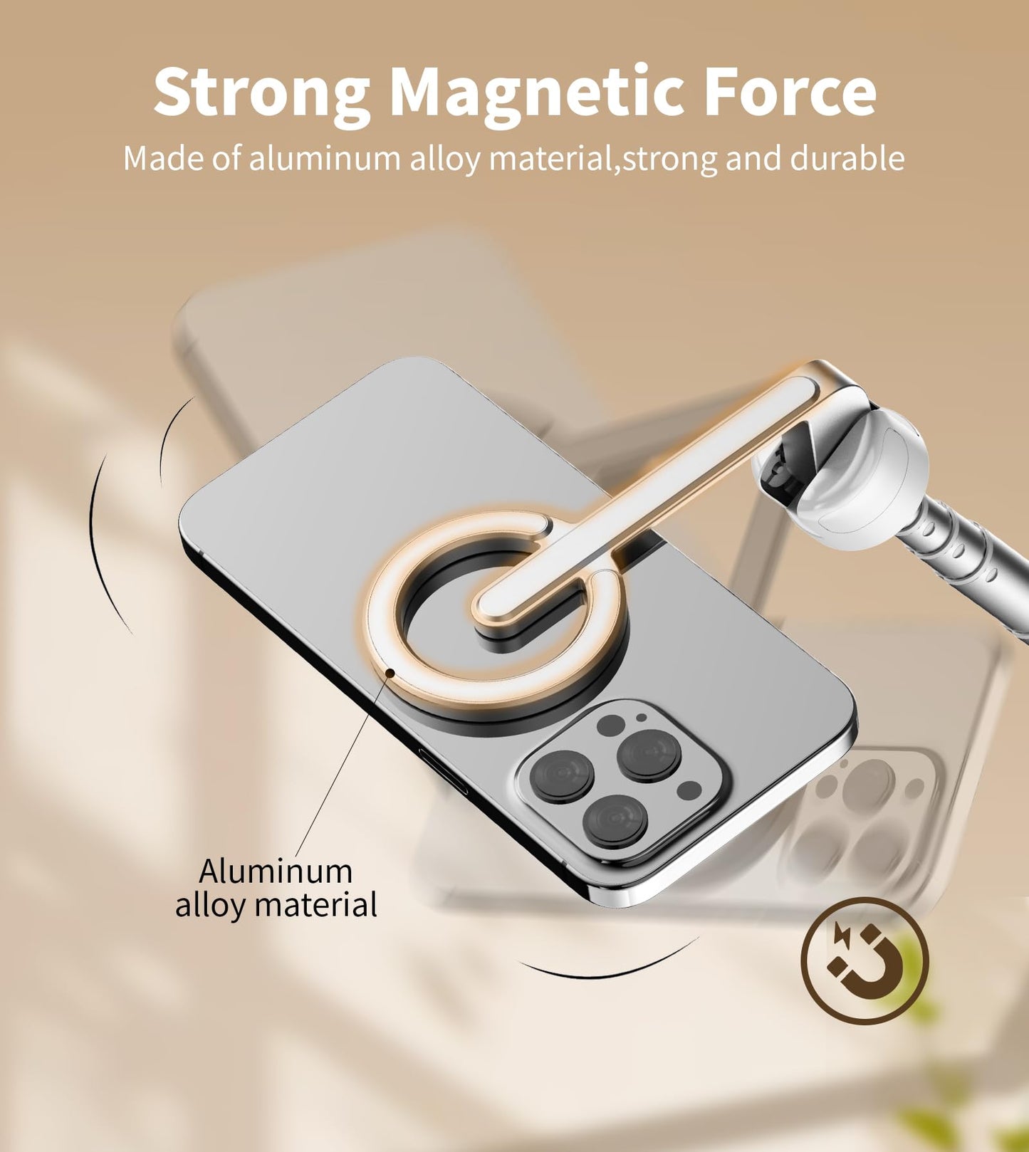 TONEOF 68" Magnetic Aluminum Phone Tripod Selfie Stick for iPhone & Android