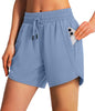 Ksmien Women's 5"/7" Athletic Running Shorts Quick Dry with Zipper Pockets
