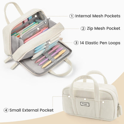 Sooez Large Pencil Case Pouch, Extra Big Pencil Bag with 5 Compartments