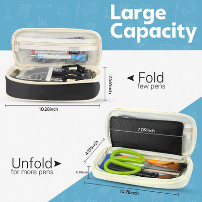 PUPTILY Pencil Case, Large Capacity Aesthetic Pencil Cases with Durable Zipper, Big Stationery Pencil Pouch for Women & Men, Adults Portable Storage Organizer Bag for College, Office, Travel (Green)