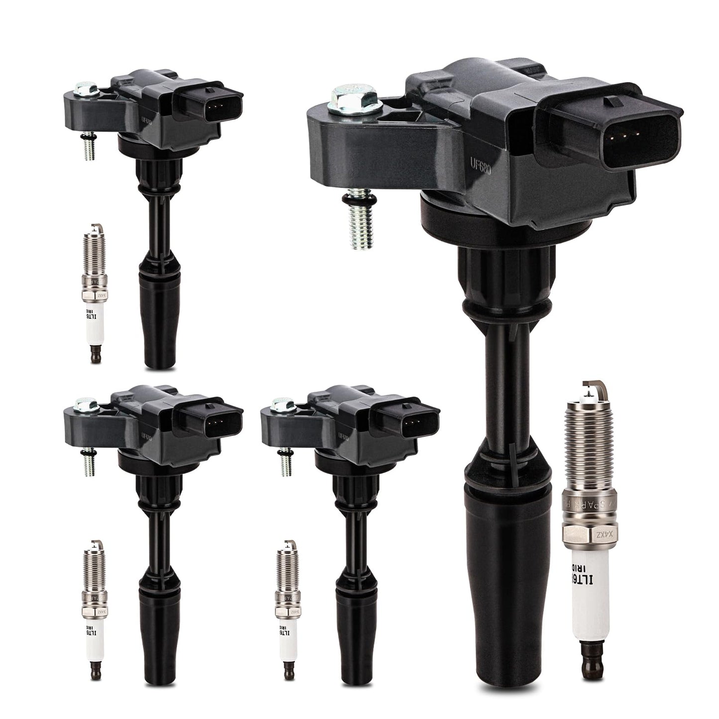 UF667 Ignition Coil & ILZFR6D11 Double Iridium Spark Plug for BMW 2.5-6.0L