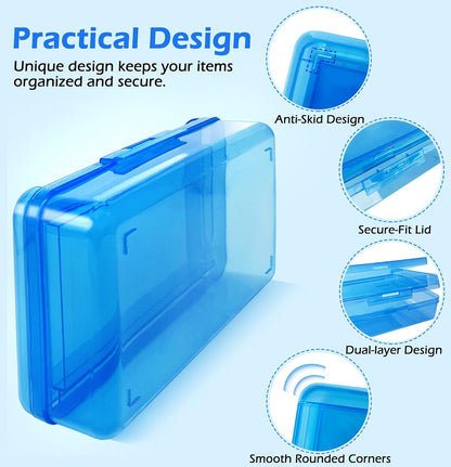 Double Layer Plastic Clear Hard Colored Pencil Box Case Pen Crayon Box