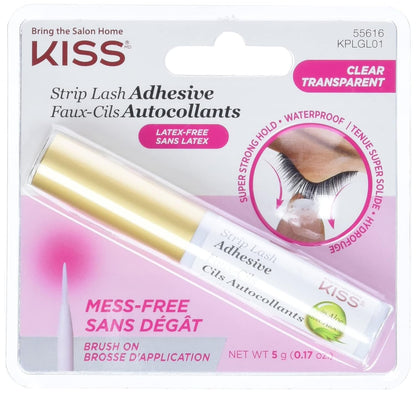 Kiss Lash Adhesive, Lash Glue, 24hr Strip Eyelash Adhesive, Clear, Includes Lash Adhesive, Long Lasting Wear, Can Be Used with Strip Lashes and Lash Clusters