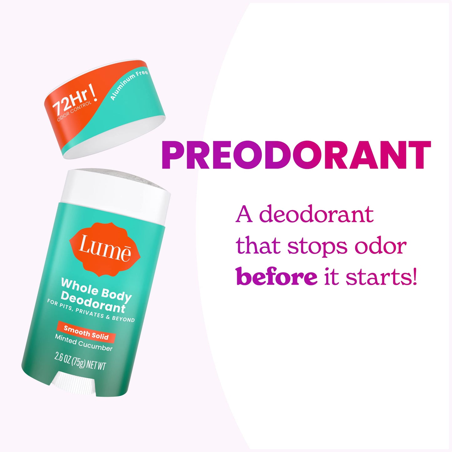 Lume Whole Body Deodorant - Solid Stick - 2.6 oz, 2 pk (Soft Powder)