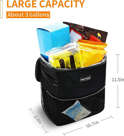 HOTOR Car Trash Can, Leakproof Car Organizer, 2-Gallon, Black