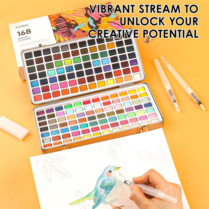 Grabie 50 Color Watercolor Paint Set with Brush Pens