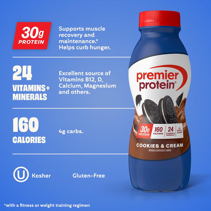 Premier Protein 30g High Protein Shake, Chocolate, 12 Pack