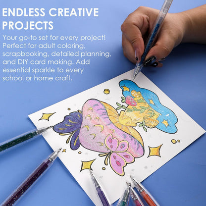 Grabie 18 Color Glitter Gel Pens, Retractable Sparkle Art Pens
