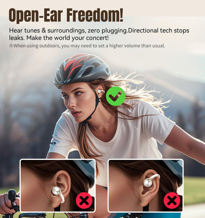 King Lucky Clip-On Earbuds Gen 3, Open-Ear Wireless Bluetooth 6.0 Headphones with Mic, Secure Fit for Small Ears & Glasses Wearers, 50H Playtime, ENC, IPX5 Waterproof Sport Ear Buds (Purple)