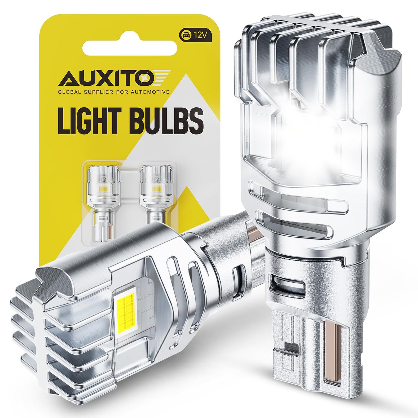 AUXITO 194 LED Bulbs for License Plate Light 168 175 2825 W5W T10 24-SMD 3014 Chipsets 6000K White for Car Dome Door Map Dash Courtesy Cargo License Plate Lights, Pack of 2