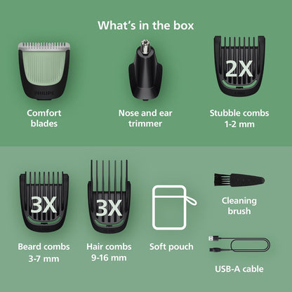Philips Norelco All-in-One 3000 Series 13 in 1 Trimmer, Beard Styler & Men's Hair Clipper, 9 Length Settings & Self-Sharpening Skin-Friendly Blades, MG3919/50