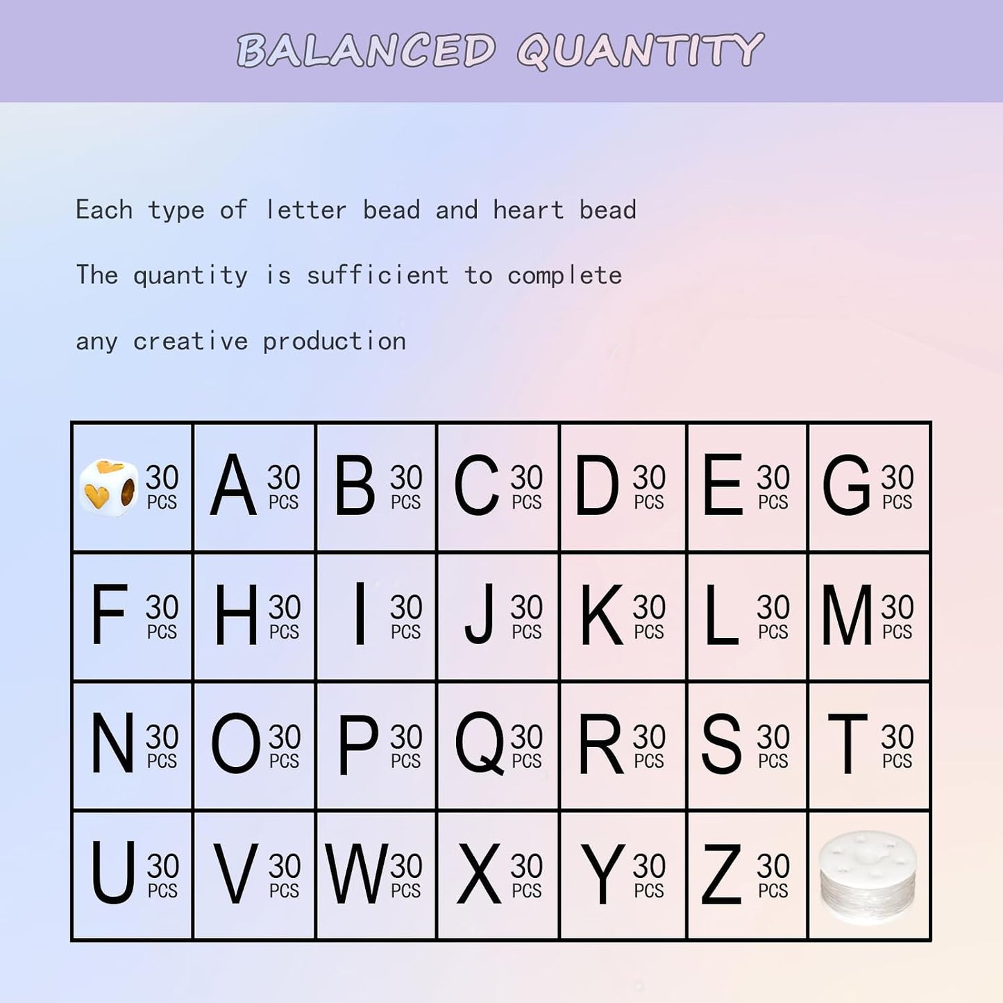 Looconi 810pcs Gold Letter Beads Square 6x6mm White Cube Acrylic Alphabet A-Z with Heart Pattern and Crystal Line for Jewelry Making