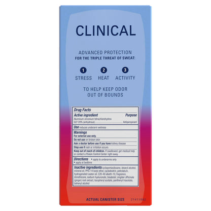Secret Clinical Strength Invisible Solid Antiperspirant Deodorant for Women, 100HR Sweat & Odor Protection, 3X Stress Protection with Hyaluronic Acid, PH Balanced, Completely Clean Scent, 2.6 oz