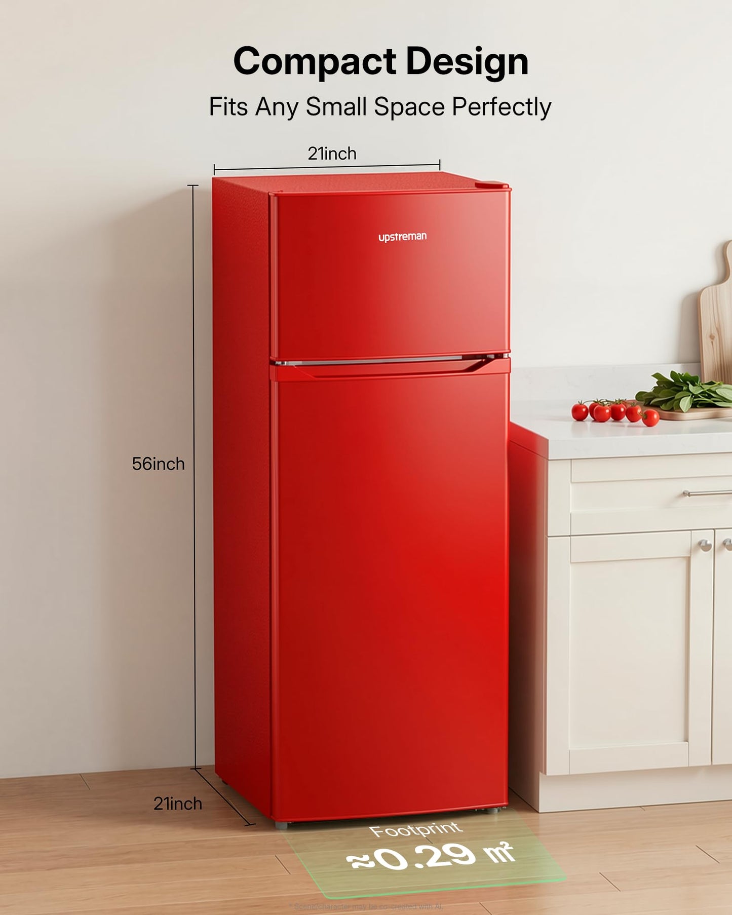 Upstreman 7.7 Cu.Ft. Refrigerator with Freezer Double Door Refrigerator