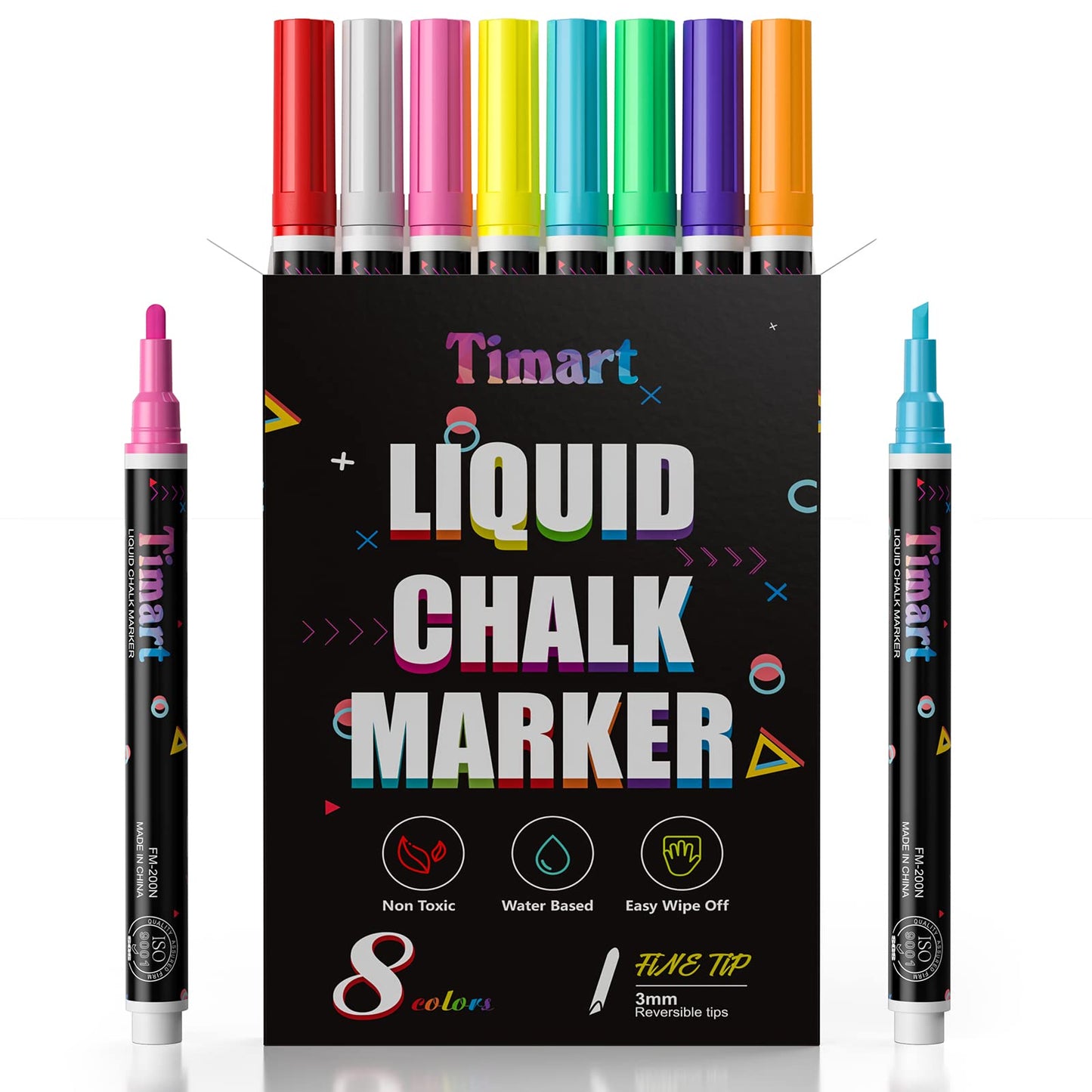 Timart Fine Tip Chalk Markers, Liquid Chalk Pens-8 Pack, 1mm Point