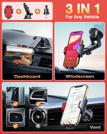 VANMASS Car Phone Holder 2026 Ultimate Military-Grade Strongest Suction & Clip Windshield Dashboard【Newest Best Strongest】Cell Phone Shower & Wall Mounts for iPhone 17 Pro Max 16 15 14 13 Android