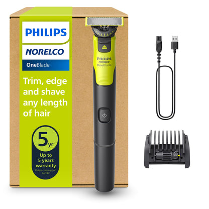 Norelco Philips OneBlade 360 Hybrid Face Trimmer and Shaver, 5 Length Comb