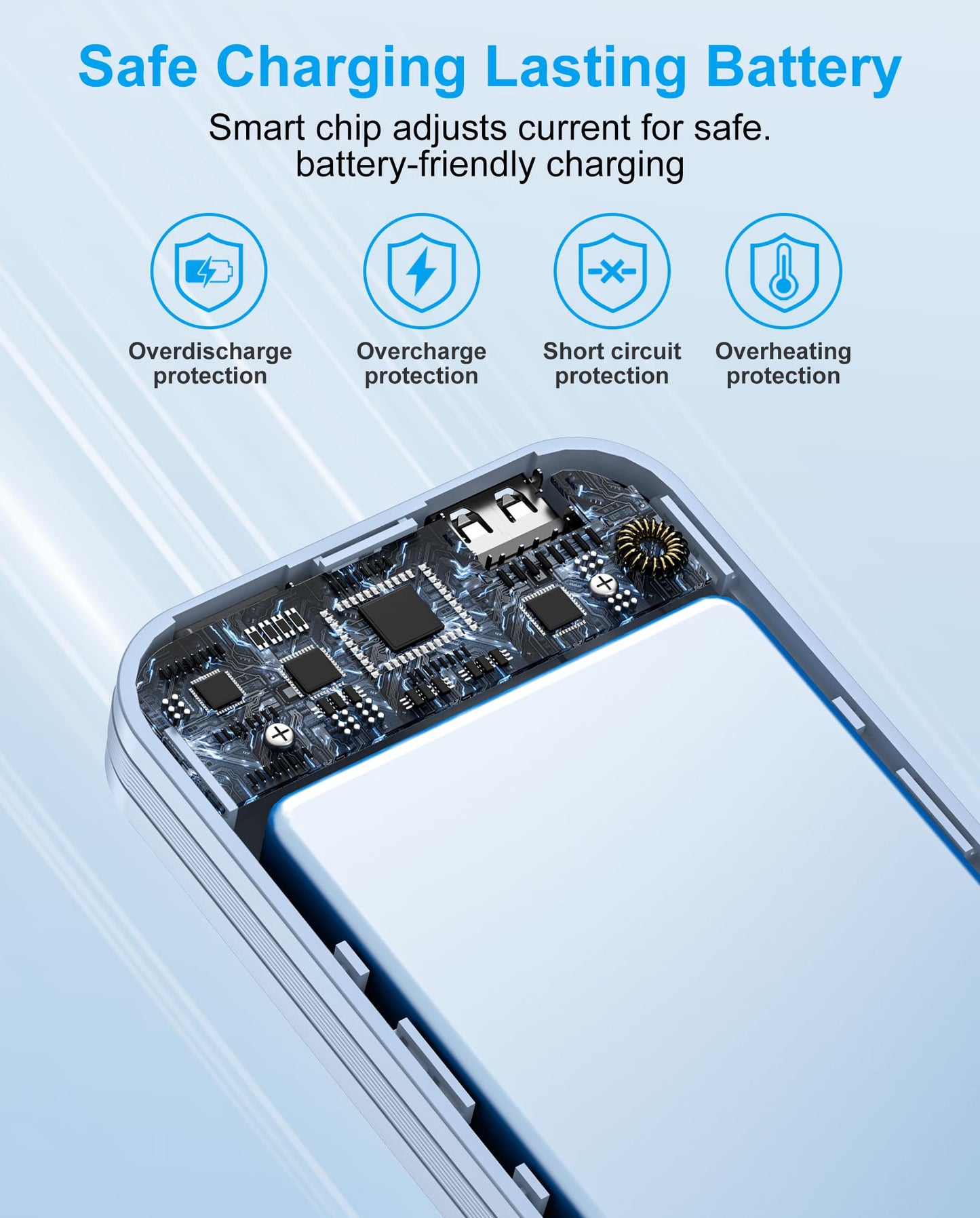 citicr Portable Charger 10000mAh PD20W w/Built-in Cables & Wall Plug White