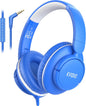Wired Headphones with Mic, 3.5mm Headphones Volume Control for School Blue